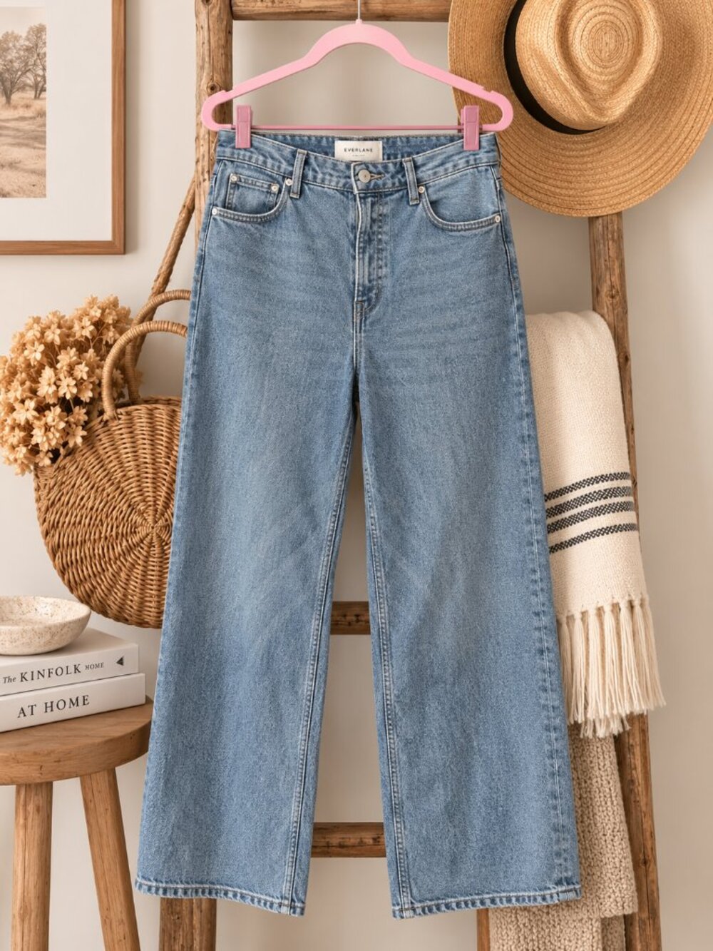 Everlane Way-High Sailor Jeans 32L Blue High Rise Wide Leg NWT